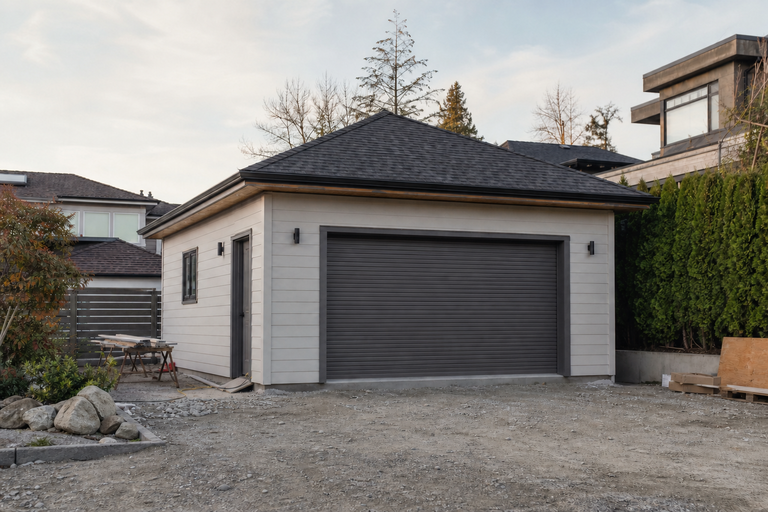 Refined finished detached garage in Vancouver